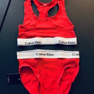 Calvin Klein Red Bra & Panty Set